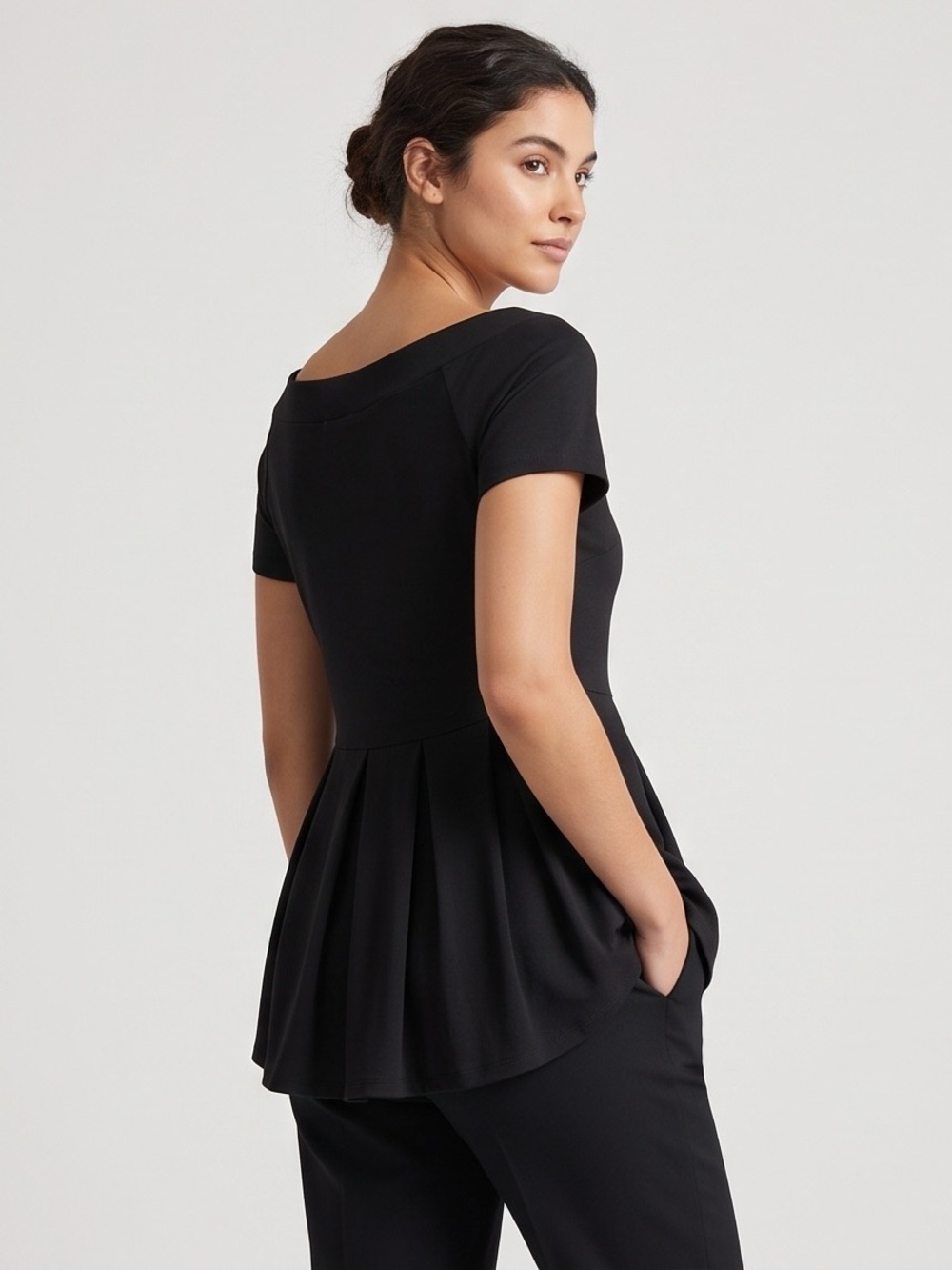 Melanie Lyne Dark Brown Peplum Top – Size P/S